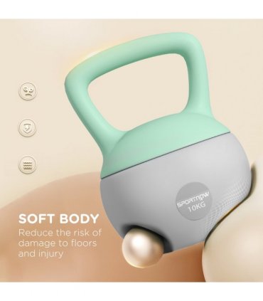 SPORTNOW 10KG Kettlebell with Soft Body and Non-Slip Handle, Grey and Green