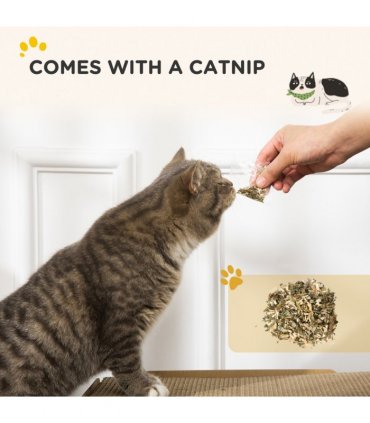 PawHut TV Shape Cat Scratching Board with Catnip, for Indoor Cats, Brown