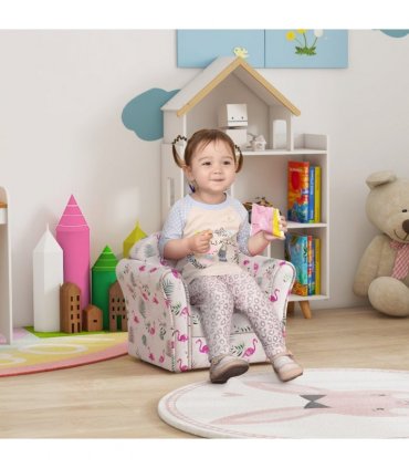 AIYAPLAY Kids Sofa Chair with Flamingo Design for Bedroom, Playroom, Pink