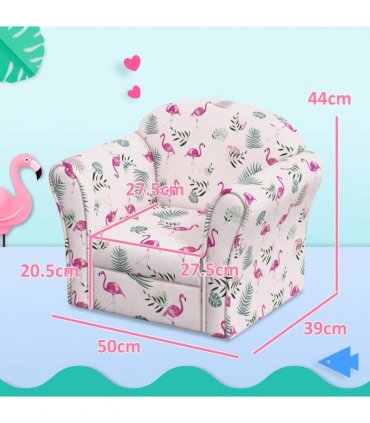 AIYAPLAY Kids Sofa Chair with Flamingo Design for Bedroom, Playroom, Pink