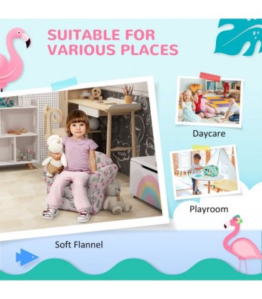 AIYAPLAY Kids Sofa Chair with Flamingo Design for Bedroom, Playroom, Pink