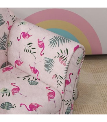 AIYAPLAY Kids Sofa Chair with Flamingo Design for Bedroom, Playroom, Pink