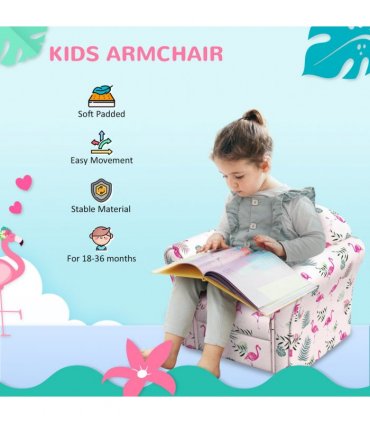 AIYAPLAY Kids Sofa Chair with Flamingo Design for Bedroom, Playroom, Pink
