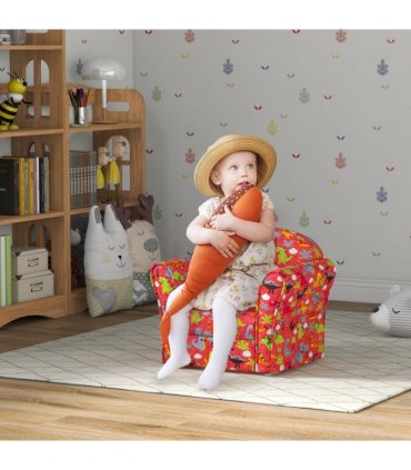 AIYAPLAY Kids Sofa Chair with Dinosaur Design for Bedroom, Playroom, Red