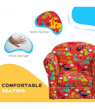 AIYAPLAY Kids Sofa Chair with Dinosaur Design for Bedroom, Playroom, Red
