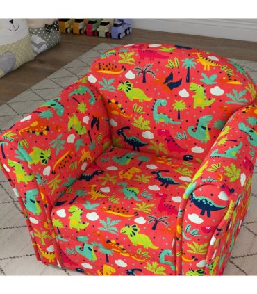 AIYAPLAY Kids Sofa Chair with Dinosaur Design for Bedroom, Playroom, Red