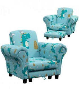 AIYAPLAY 2 Piece Kids Sofa Set with Dinosaur Design, for Nursery, Blue