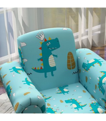 AIYAPLAY 2 Piece Kids Sofa Set with Dinosaur Design, for Nursery, Blue