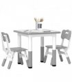 AIYAPLAY 3 Pcs Height Adjustable Kids Table and Chair Set for Playroom - Grey