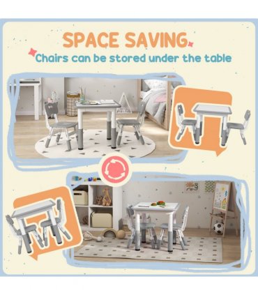 AIYAPLAY 3 Pcs Height Adjustable Kids Table and Chair Set for Playroom - Grey