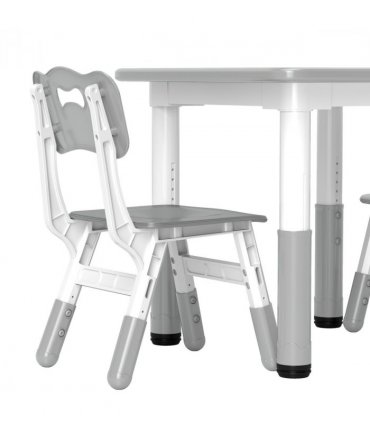 AIYAPLAY 3 Pcs Height Adjustable Kids Table and Chair Set for Playroom - Grey