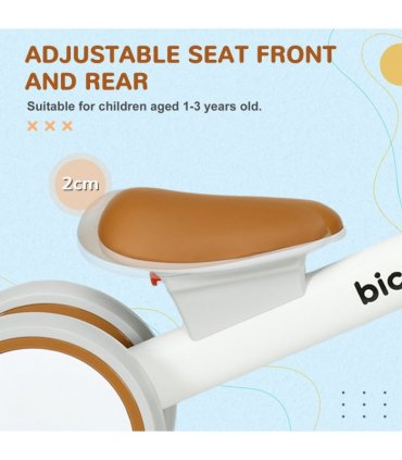 AIYAPLAY Kids Balance Bike for 1-3 Years Old with Adjustable Seat, Brown