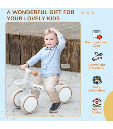 AIYAPLAY Kids Balance Bike for 1-3 Years Old with Adjustable Seat, Brown