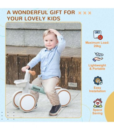 AIYAPLAY Kids Balance Bike for 1-3 Years Old with Adjustable Seat, Green