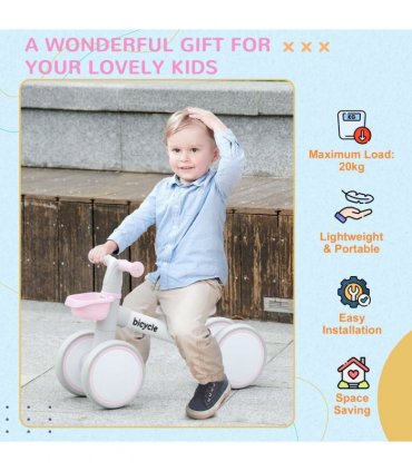 AIYAPLAY Kids Balance Bike for 1-3 Years Old with Adjustable Seat, Pink