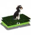 PawHut Dog Toilet with 2 Packs Artificial Grass Pads, 67 x 41cm, Green