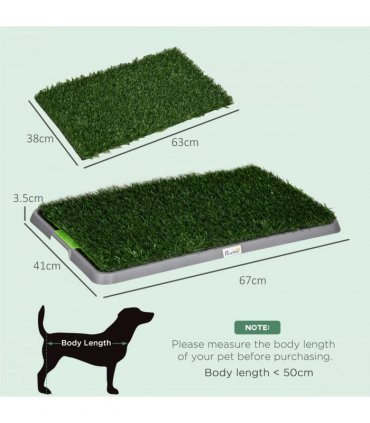 PawHut Dog Toilet with 2 Packs Artificial Grass Pads, 67 x 41cm, Green