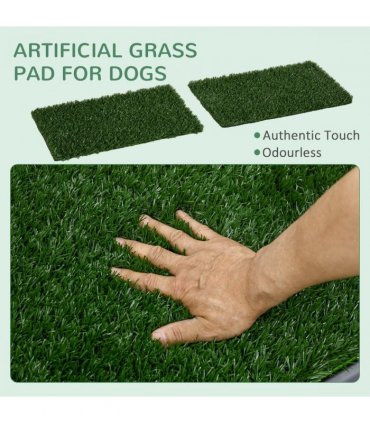 PawHut Dog Toilet with 2 Packs Artificial Grass Pads, 67 x 41cm, Green