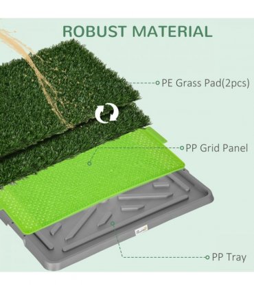 PawHut Dog Toilet with 2 Packs Artificial Grass Pads, 67 x 41cm, Green