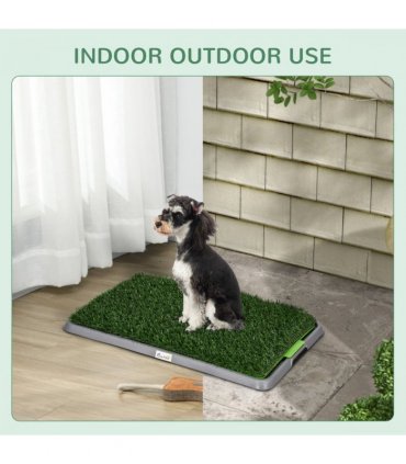 PawHut Dog Toilet with 2 Packs Artificial Grass Pads, 67 x 41cm, Green