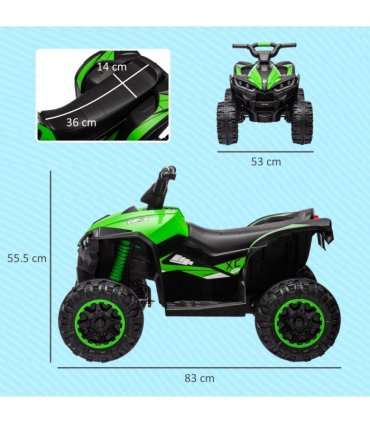 HOMCOM 12V Electric Quad Bikes for Kids Ride On Car ATV Toy for 3-5 Years Green