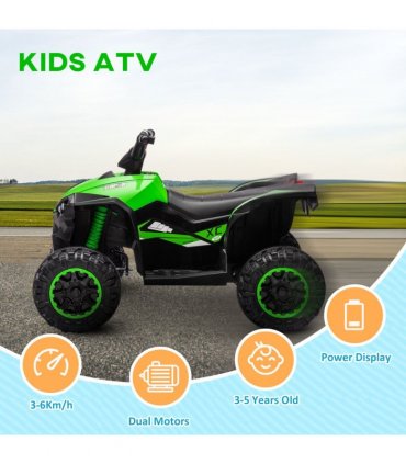 HOMCOM 12V Electric Quad Bikes for Kids Ride On Car ATV Toy for 3-5 Years Green