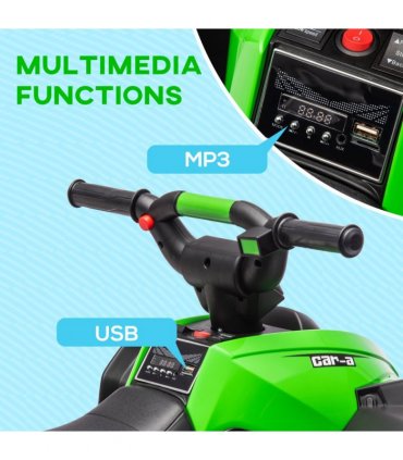 HOMCOM 12V Electric Quad Bikes for Kids Ride On Car ATV Toy for 3-5 Years Green