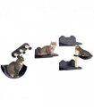 PawHut 4PCs Wall Mounted Cat Tree Cat Wall Shelves W/ Scratching Post Dark Grey