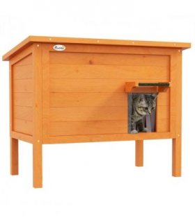 PawHut Outdoor Feral Cat House Insulated w/ Openable Roof - Orange