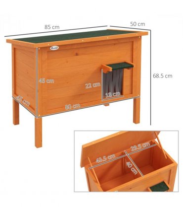 PawHut Outdoor Feral Cat House Insulated w/ Openable Roof - Orange