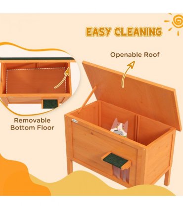PawHut Outdoor Feral Cat House Insulated w/ Openable Roof - Orange