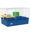PawHut Small Animal Cage, Rabbit Guinea Pig Hutch, Pet Playhouse, Blue