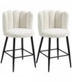 HOMCOM Bar Stools Set of 2, Breakfast Barstools with Backs, Cream