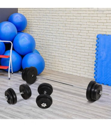 HOMCOM Dumbbells and Barbell Set with 65kg Adjustable Weights for Home Gym