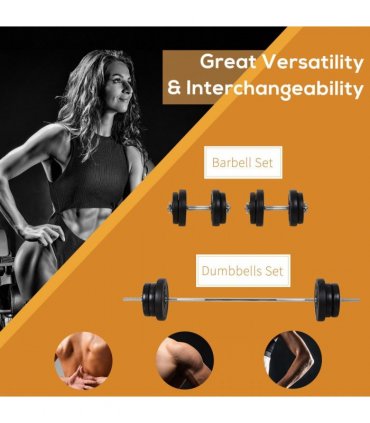 HOMCOM Dumbbells and Barbell Set with 65kg Adjustable Weights for Home Gym