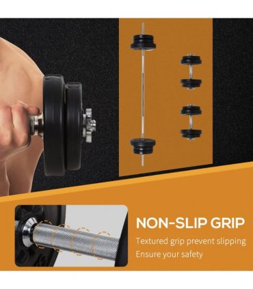HOMCOM Dumbbells and Barbell Set with 65kg Adjustable Weights for Home Gym