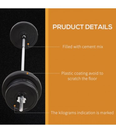HOMCOM Dumbbells and Barbell Set with 65kg Adjustable Weights for Home Gym