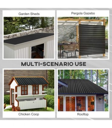 Outsunny Pack of 12 Metal Roofing Sheets for Greenhouse and Shed, Dark Grey