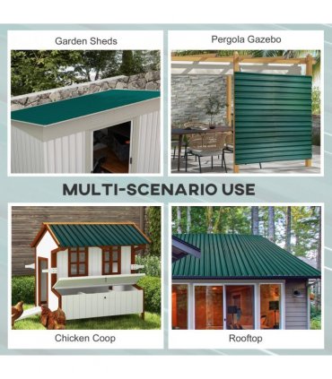 Outsunny Pack of 12 Metal Roofing Sheets for Greenhouse and Shed, Green
