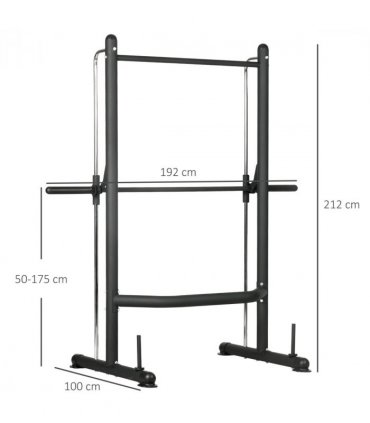 HOMCOM Adjustable Squat Rack with Pull Up Bar and Barbell Bar for Home Gym