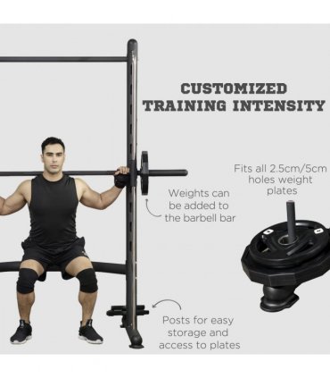HOMCOM Adjustable Squat Rack with Pull Up Bar and Barbell Bar for Home Gym