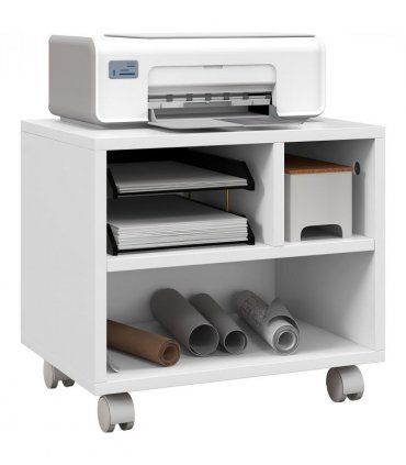 HOMCOM Printer Stand with Storage Printer Cart on Wheels for Home Office White