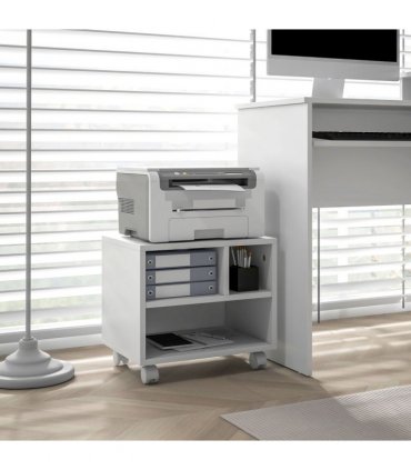 HOMCOM Printer Stand with Storage Printer Cart on Wheels for Home Office White