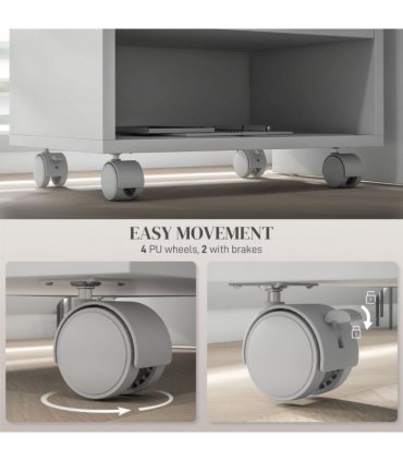 HOMCOM Printer Stand with Storage Printer Cart on Wheels for Home Office White