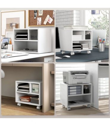 HOMCOM Printer Stand with Storage Printer Cart on Wheels for Home Office White