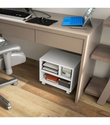HOMCOM Printer Stand with Storage Printer Cart on Wheels for Home Office White