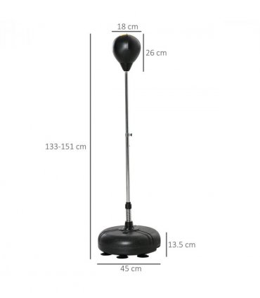 HOMCOM Punching Bag with Stand Boxing Bag Set with Adjustable Height Black, Gold