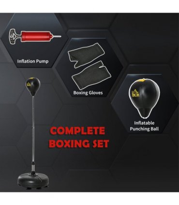HOMCOM Punching Bag with Stand Boxing Bag Set with Adjustable Height Black, Gold