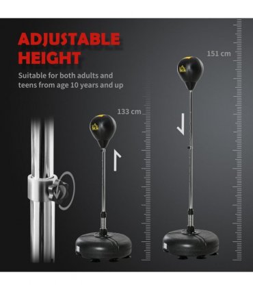 HOMCOM Punching Bag with Stand Boxing Bag Set with Adjustable Height Black, Gold