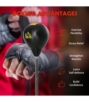 HOMCOM Punching Bag with Stand Boxing Bag Set with Adjustable Height Black, Gold